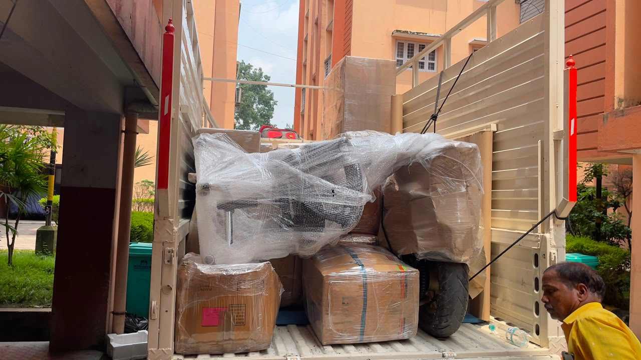 Careful packing of household items
