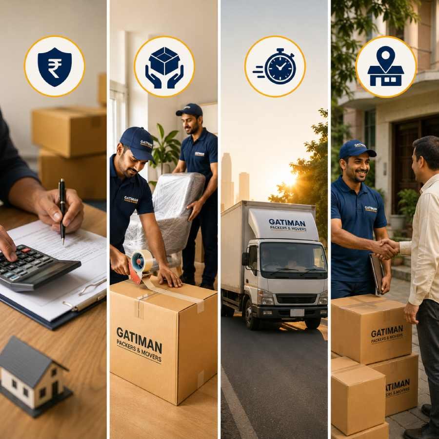 Team packing goods carefully